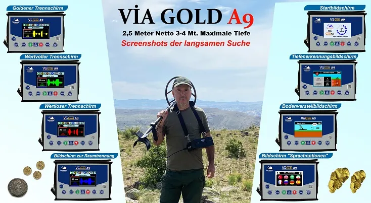 via gold a9, Detektor zum Schürfen von Gold, Golddetektor, Metalldetektor Schatz Gerat, Schatzsucher Detektor, Schatzsucher, Feldabtastender Detektor