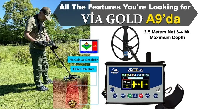 Viagold A9 Gold Metal Detector, Via Gold A9 Gold Finder Detector, Gold Treasure Metal Finder Detector, Quality gold metal detector, Via Gold A9